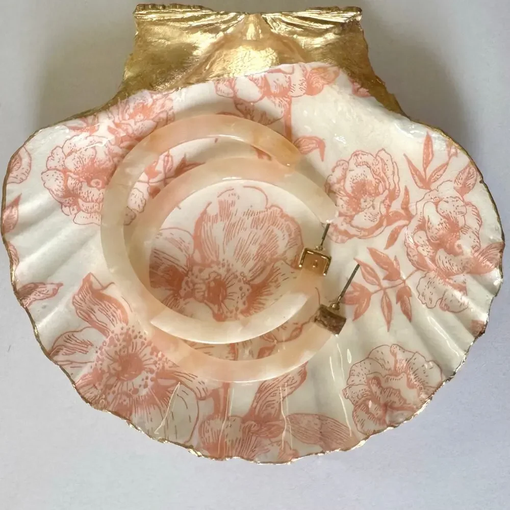 Vintage Peach Floral Trinket Dish